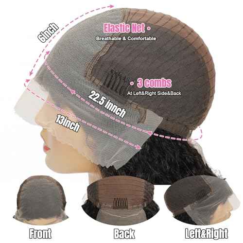 13x6 lace Front Wigs Human Hair 180% Density Water Wave Lace Front Wigs Human Hair Pre Plucked HD Transparent Lace Frontal Wigs Wet and Wavy Wigs Human Hair 24 inch