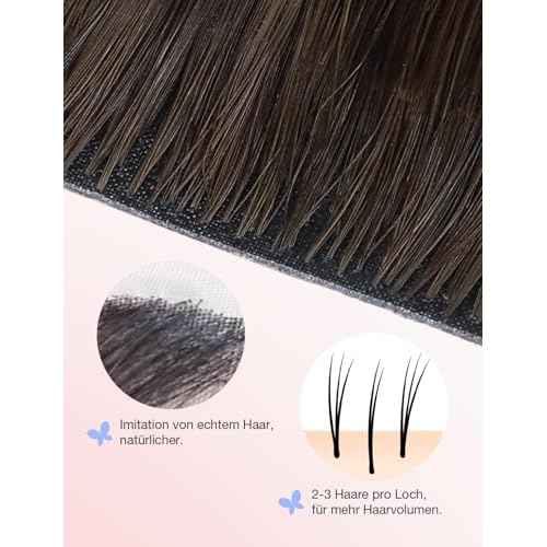 DOORES Invisible Tape in Hair Extensions Human Hair Invisi Edge, Dark Brown to Chestnut Brown 10 Injection Tape-ins with 10 Injection Tape-ins 50g 18 Inch, Human Tape in Extensions