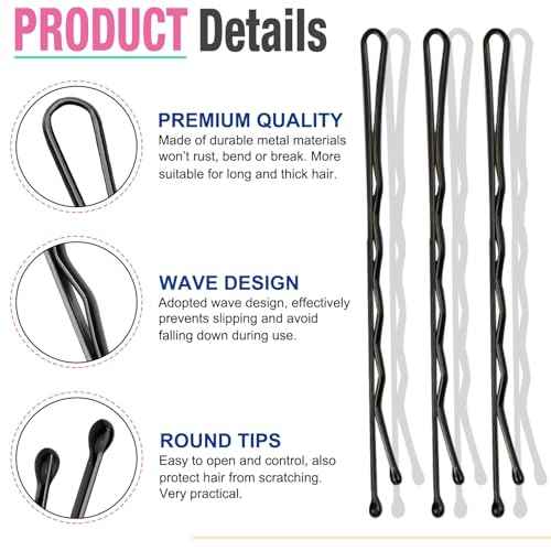 240PCS Large Bobby Pins Black Jumbo Bobby pins Black Long Hair Pins Clips for Women Girls with Box for Women Girls, 2.76 Inch/7cm