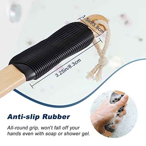 Long Handle Ergonomically Back Scrubber/Brush for Shower, Double Sided Exfoliating Body Scrubber for Women and Men (Black)