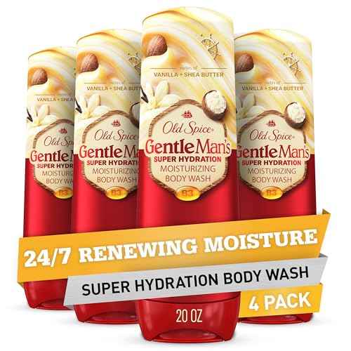 Old Spice Body Wash GentleMan¡¯s Super Hydration for Men, 24/7 Renewing Moisture, Gentle on Skin with Skin Conditioners, Vanilla + Shea Butter Scent, 20 oz (Pack of 4)