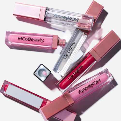 MCoBeauty - Lip Lights Shine Gloss - Clear Lip Gloss - High Shine Glass-Like Finish with Built-In LED Light & Mirror - Moisturising Lightweight - Face Makeup