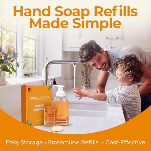 MELTINGTABS Foaming Hand Soap Tablets Refill - Citrus Scent, Concentrated Tablets for Foaming Soap