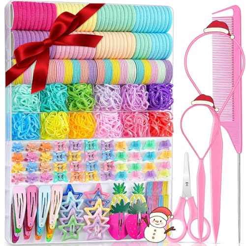 827PCS Elastic Hair Ties, IKOCO Hair Bands Colorful Hair Accessories for Girls with Hair Clips