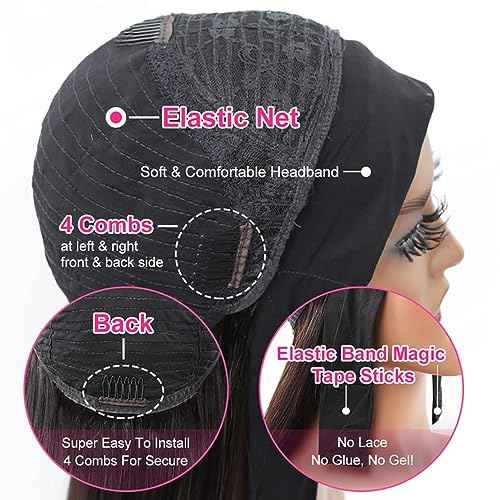SENSAIRUITE Headband Wig Human Hair 24 Inch Deep Wave Headband Wigs for Black Women 180% Density Wear and Go Glueless Curly Wig Natural Color