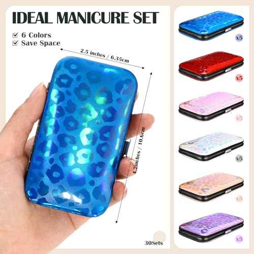 30 Sets Bulk Gifts for Women Manicure Set Bulk Professional Nail Care Kit Nail Clippers Kit 8 in 1 Stainless Steel Pedicure Set with Travel Case for Women Men(Laser Leopard Print)