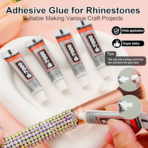 Canvalite 25000Pcs Resin Jelly Rhinestones for Crafting, Clear Flatback Gems, Bedazzling Crystal with 5Pcs 2.5g B7000 Jewelry Glues and Tweezers and Dotting Pen for DIY Crafts Clothing Shoes Nail Art