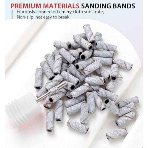 100Pcs Mini Nail Drill Bits Small Sanding Bands for Nail Drill with 3 mm Mandrel Bit, 80 120 180 240 Fine Grit Nail File for Acrylic Nails Gel Manicures and Pedicure(100pcs)