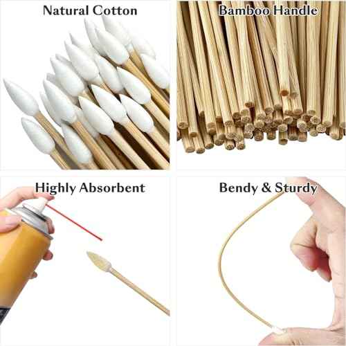 1000 ct Gun Cleaning Swabs - 6-Inch Cotton Swabs with Pointed Tips for Versatile and Effective Cleaning of Guns, Jewelry, and More, Made with Original Cotton and Natural Wood