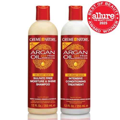 Creme of Nature Argan Oil from Morocco Sulfate-Free Moisture & Shine Shampoo & Conditioner, 2 Count
