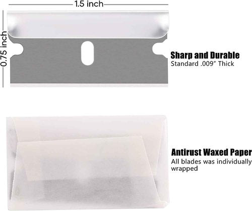 REXBETI 400PCS Single Edge Razor Blades, Industrial Scraper Razor Blades, One Edge Razor Blade, Replacement Box Cutter Blades, Suitable for Removing Labels, Decals, Stickers