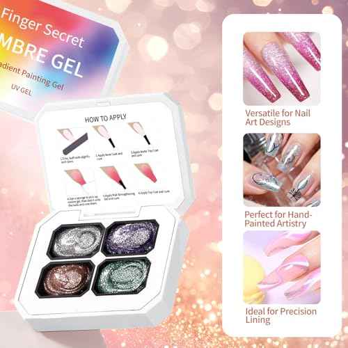 Finger Secret 4 Colors Set Ombre Pat Gel Nail Polish,Patting GelS Polish with 20Pcs Nail Sponges for 3d Gel Nail Art can be Painted in Salon or Home Use (k1)