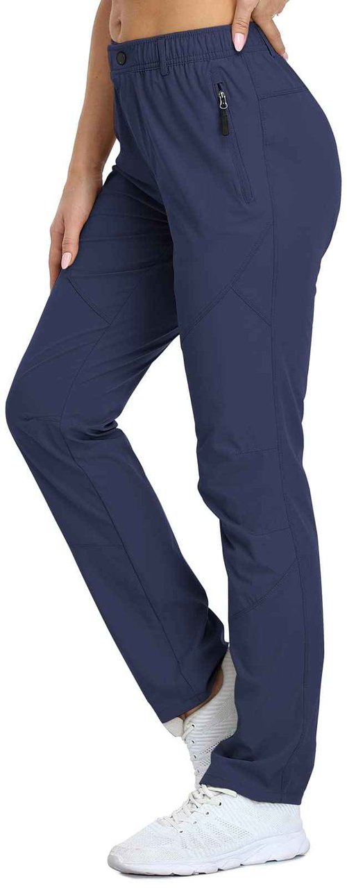 SPOSULEI Travel Pants Womens Golf Quick Dry Lightweight Wrinkle Free Stretch Spandex Nylon Pants with Zipper Pockets Darkblue