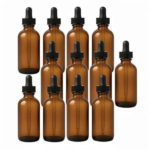 Onisavings Pack of 12-1 Oz Amber Glass Bottles With Caps And Droppers – Refillable Containers For Essential Oils, Serums, Tinctures, Diy Skincare, And Liquid Storage (Amber Glass Droppers)