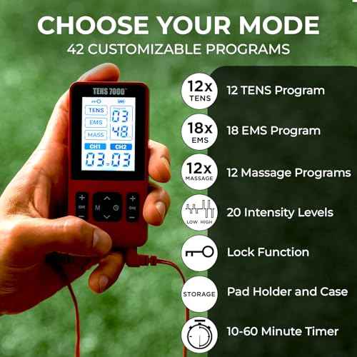 TENS 7000 Sport Recovery Muscle Stimulator - Dual-Channel TENS + EMS + Massage Machine with 42 Built-in Programs, 20 Intensity Levels & USB-C Rechargeable, for Muscle Pain Relief & Athletic Recovery