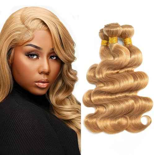 Honey Blonde Bundles 27 Body Wave Human Hair Bundle 16 18 20 inch Blonde Body Wave Bundle Color 27