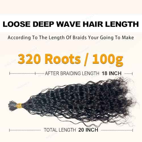Pre-Divided Curly Bulk Human Hair For Boho Braids Loose Deep Wave Bulk Human Hair For Braiding Double Drawn Extensions (640 Roots)20inch/200g