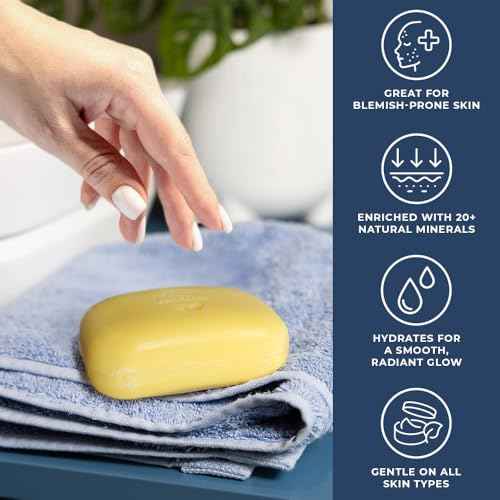 Natural Elephant Dead Sea Sulfur Soap 4.4 oz with Dead Sea Salt, Aloe Vera, Sulphur Face and Body Cleanser Bar for All Skin Types (10 Pack (44 oz Total))