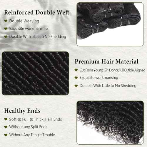 12A Deep Wave Human Hair Bundles 4 Pcs 18 20 22 24 Inch 100% Unprocessed Virgin Remy Hair Natural Black Water Wave Human Hair Extensions For Women