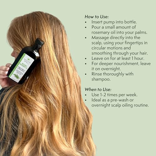 Nature Spell Rosemary Oil for Hair Growth with Pump Dispenser, Pre-Diluted Hair & Scalp Oil Nourishes Dry, Damaged Hair, For Women & Men, 5.07 Fl Oz