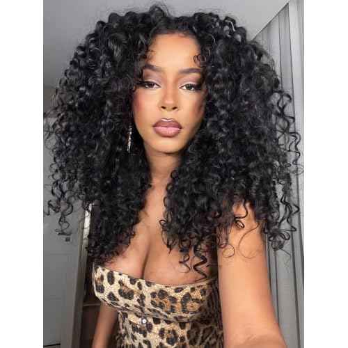Half Wig Human Hair Water Wave 20 Inch Curly Half Wig 3 In 1 Adjustable Drawstring Seamless Flip Over Blend Edges Invisible Hairline Glueless Wigs Wear Go Beginner Friendly Curly Half Wigs for Women