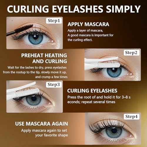 Heated Eyelash Curler, 2-in-1 Clip-Type Design, 3 Temperature Modes, USB Rechargeable Electric Eyelash Curler, Natural Curling 24H Long-Lasting Curl, Gift for Women & Girls, White-DE