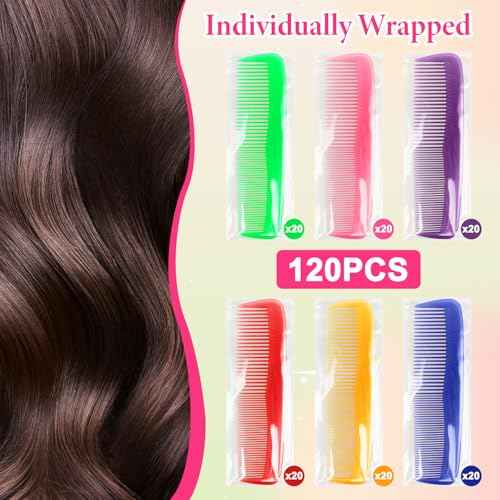 NICEMOVIC 120 Packs Hair Comb Bulk Set, Pocket Travel Hair Combs for Women and Men, Colorful Coarse and Fine Tooth Comb, Individually Wrapped Bulk Comb for Homeless Hotel Shelter Nursing Home Charity