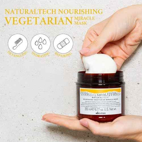 Davines Naturaltech NOURISHING Vegetarian Miracle Mask, Deep Moisturizing For Dry And Brittle Hair, 8.77 Fl. Oz.