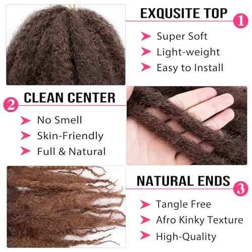 30 Inch Marley Twist Braiding Hair Ombre Brown Marley Hair Crochet Braids 8 Packs Pre-Separated Springy Afro Kinky Twist Hair for Black Women Long Braiding Hair for Crochet Locs Braids T30#