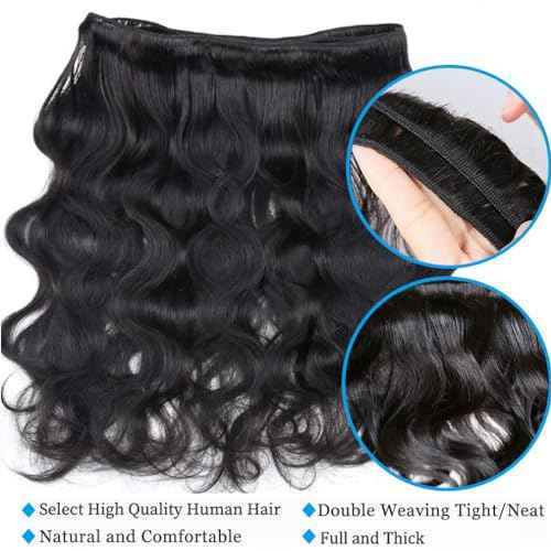 Cirvty 12A Human Hair Bundles 22 22 22 Inch Body Wave Bundles Human Hair Weave 3 Bundles Human Hair Weft Unprocessed Human Hair Bundles 100% Brazilian Human Hair Bundle Natural Black