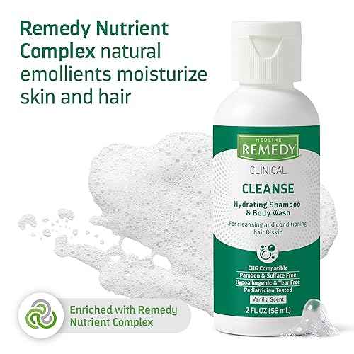 Medline Remedy Clinical Hydrating Shampoo & Body Wash (2 fl oz), 96 Count, Vanilla Scent, Cleanser, No-Rinse, Adults, Kids, Shower Or Bedside, Dimethicone, Sulfate Free