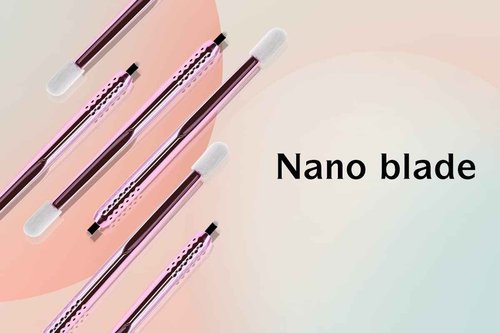 PACK OF 10 - Mellie Microblading Disposable Microblading Pen with Pigment Sponge Disposable Tool For Creating Eyebrows Microblading Supplies (U18 .18mm, Pink)