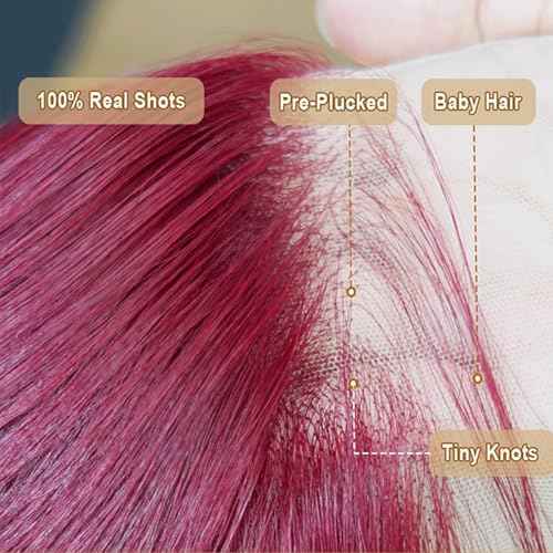 Burgundy Lace Front Wigs Human Hair 99J 13x4 Curly Lace Frontal Wigs HD Transparent Wet and Wavy Wig Red Color Curly Wig Pre Plucked with Baby Hair for Women 26 Inch 180 Density