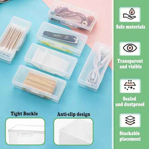 Cotton Swab Holder for Travel, 2 Pcs Portable Small Dental Floss Holder Clear Plastic Cotton Pad Holder, Travel Floss Picks Case Storage Containers with Dustproof Lid