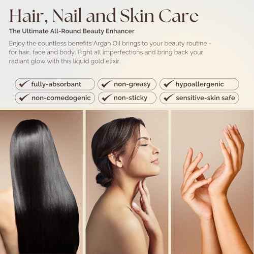 Essence Of Argan Moroccan Argan Oil for Hair, Skin & Nails - Natural Eco-Certified Cold Pressed Oil for Skin Moisturization - Non-Greasy Formula for Hair and Nail Growth - 1 Oz /30ml