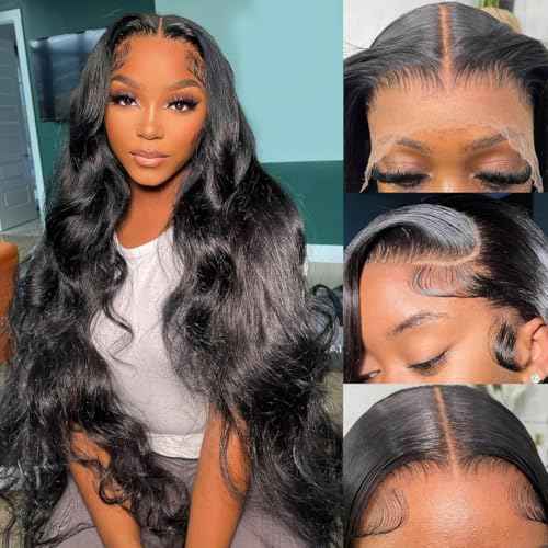 13x6 Body Wave Lace Front Wigs Human Hair Pre Plucked 200% Density Frontal Human Hair 13x6 Transparent Frontal Wigs Human Hair for Women 26 Inch