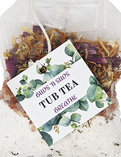 Tub Tea Natural & Organic Floral with Bath Salts- Handmade Herbal Soak for Relaxation & Muscle Relief! Self Soothing Bath Experience! These Tub Tea Herbal Bath Bags Make Great Gifts! (Pack of 2)