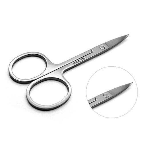Small Eyebrow Scissors All Purpose - FEITA Mini Women's Grooming Metal Steel Curved Cutting Scissors for Brow, Lash, Nose hair, Mustache, Nail, Craft