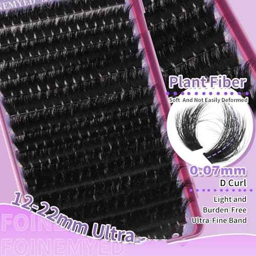 Lash Clusters 200D Long Lash Clusters Thick Volume Lashes Clusters 12-22mm Eyelash Clusters D Curly Cluster DIY at Home Wispy Individual Lashes for Beginners Eyelash Extension by FOINEMYED