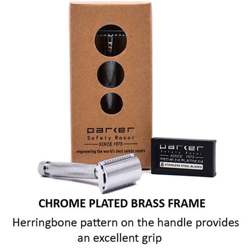 Parker 97R Traditional Double Edge Safety Razor & 5 Parker Premium Razor Blades