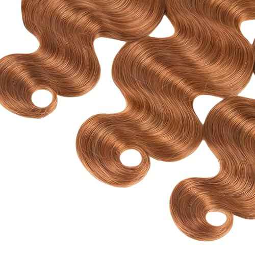 Light Brown Human Hair Bundles Body Wave 16 18 20 Inch Body Wave Human Hair Weave 3 Bundles Silky Hair Bundles Brazilian 3 Bundles Human Hair Extensions 30 Color