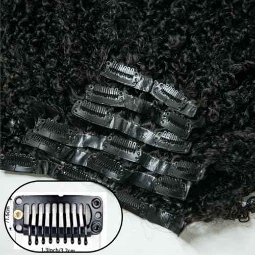 Seamless Afro Kinky Curly PU Clip in Extension Real Human hair For Women 7Pcs Seamless Clip ins Full Head 120g Natural Color 16Inch