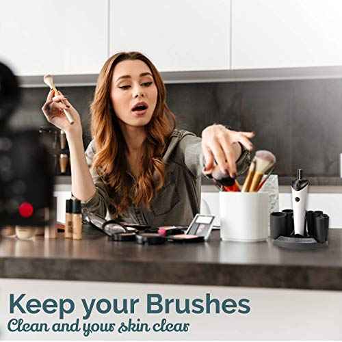 Luxe Electric Makeup Brush Cleaner Machine with Cleaning Solution - USB Charging Station, Automatic Brush Washer and Dryer - 3 Adjustable Speeds for Easy Cleaning - Complete Set for Hygienic Brushes