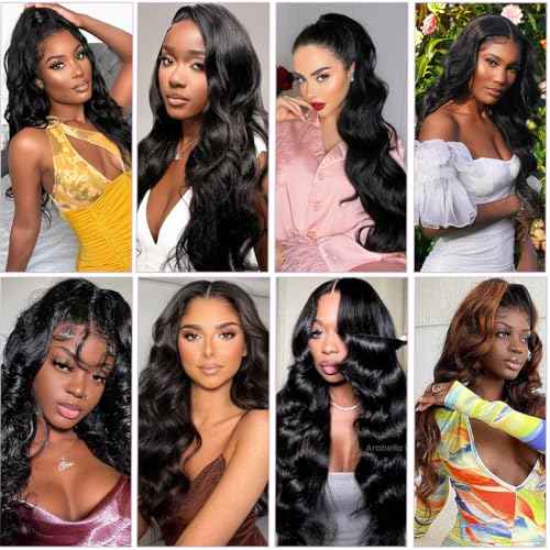 Human Hair Bundles Body Wave 4 Bundles 100% Unprocessed 12A Grade Brazilian Hair Weave 4 Bundles Human Hair Extensions Natural Black 16-22 Inch
