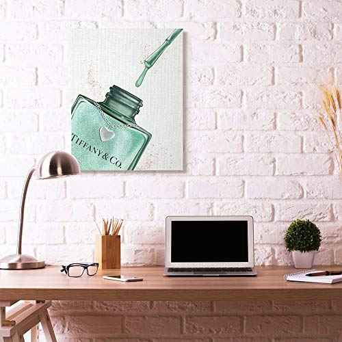 Stupell Industries Makeup Nail Polish Brush Cyan Drip Fashion Design Canvas Wall Art, Multi-Color