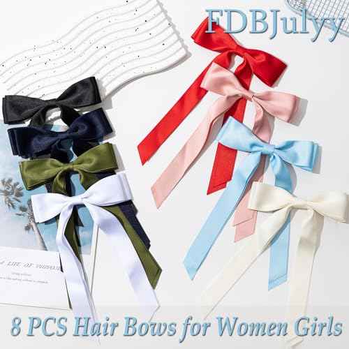 Versatile Bows and Clips Collection for Women & Girls - 8 PCS Non-Slip Hair Accessories for Thick and Thin Hair, Big and Small Bow Designs