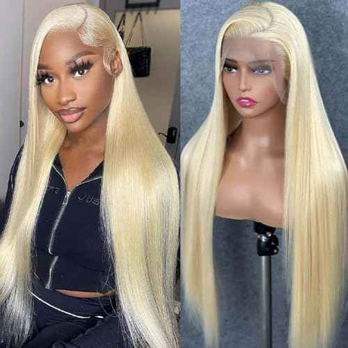 Sebast 26 Inch 613 Lace Front Wig Human Hair 13x6 Blonde Straight Transparent Lace Front Wigs Human Hair Pre Plucked 613 HD Lace Frontal Wig 13x6 200 Density Blonde Wigs Human Hair for Women