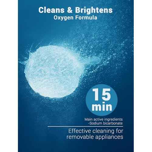 Retainer Cleaner Tablets (120 pcs), Denture Cleaning Tablets for Invisalign, Night Mouth Guard for Aligners, Remove Odors Stains and Plaque, Quick Cleanser, Mint Fresh Flavor, 4 Month Supply