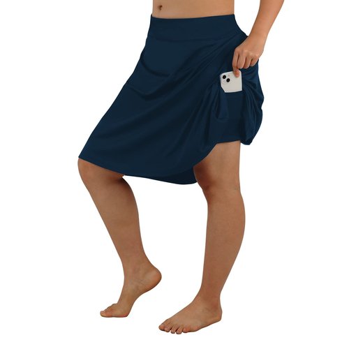 beroy Women Plus Size Skorts Skirts Knee Length Running Skirts for Women with Pockets Navy 3XL