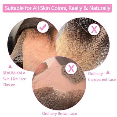 20 Inch 2x6 HD Lace Closure Only Body Wave 12A Brazilian Skin-Like Closure Human Hair 100% Virgin Remy Hair Frontal HD Lace Pre Plucked With Baby Hair Natural Black